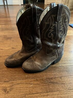 Size little Kids 12 Brown Leather Western Cowboy Boots